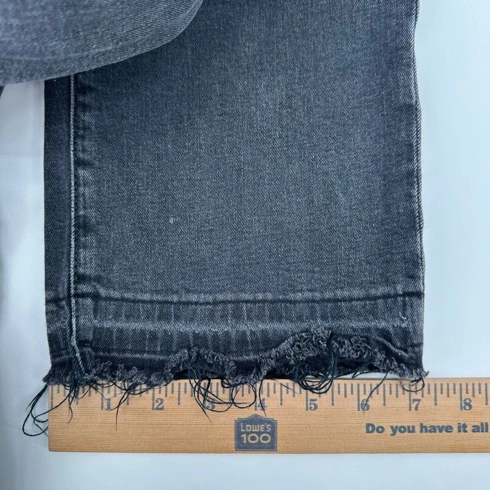 Blank NYC The Mini Franklin Jeans Girls 10 Black‎ Denim Ribcage Wide Leg Raw Hem